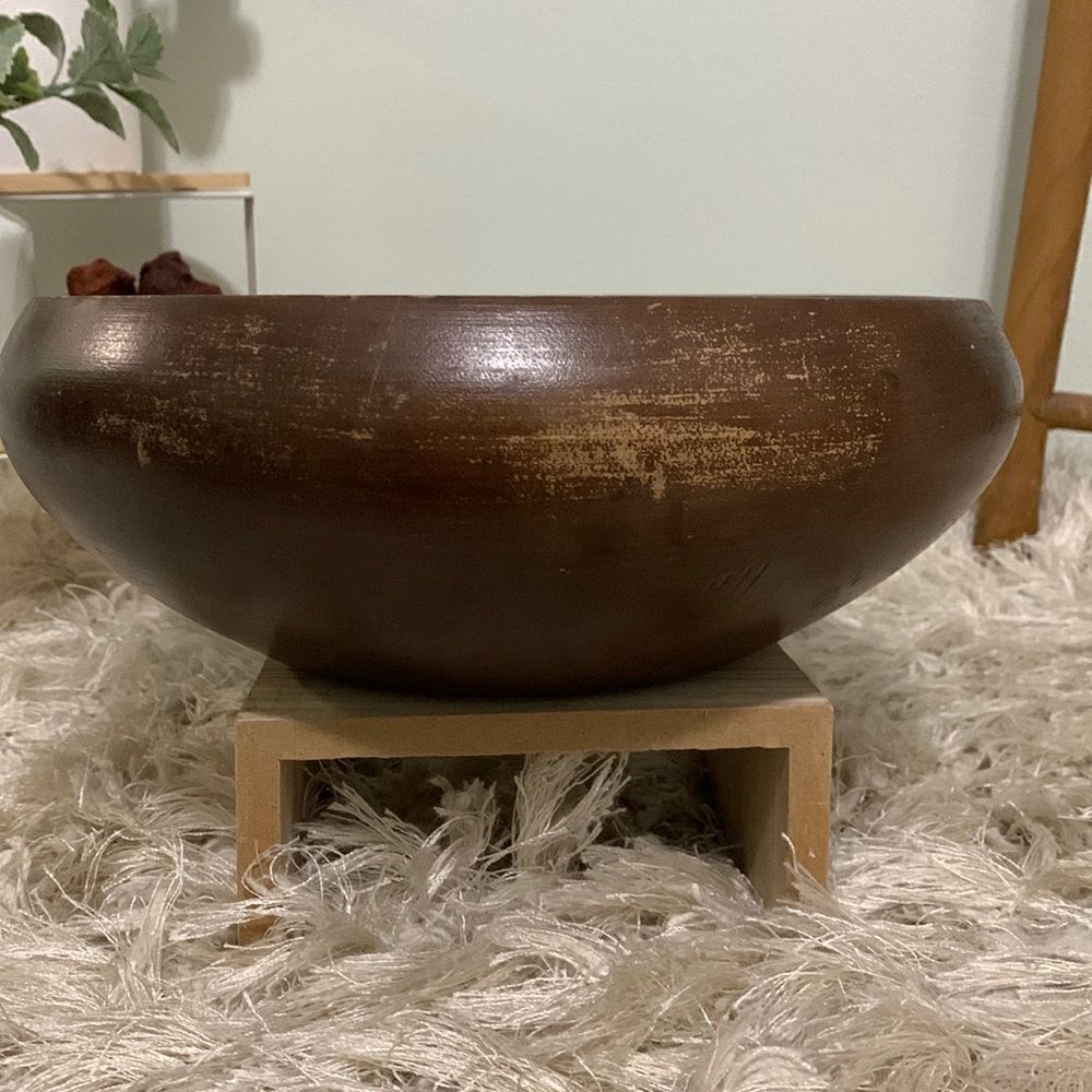 Vintage Distressed Wooden Bowl 